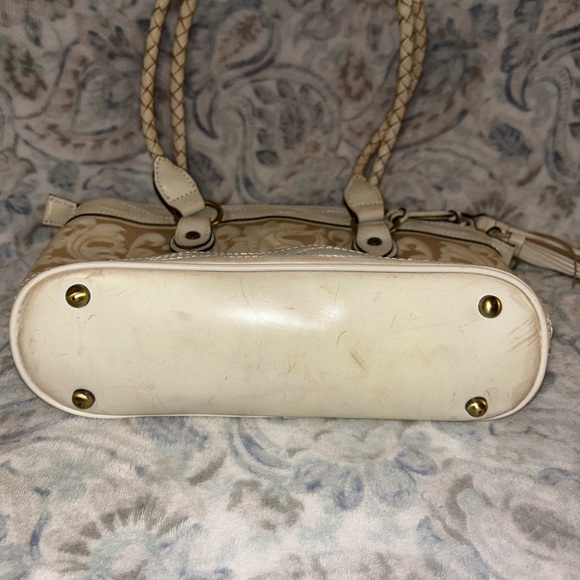 Patricia Nash Primrose Satchel Purse Tooled Shoulder Bag Ivory Beige Inlay - Picture 7 of 7